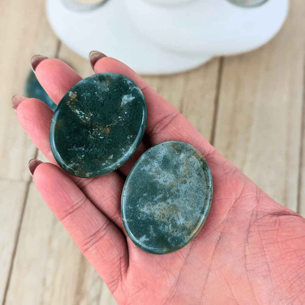 Moss Agate Worry Stones - Zen Collection