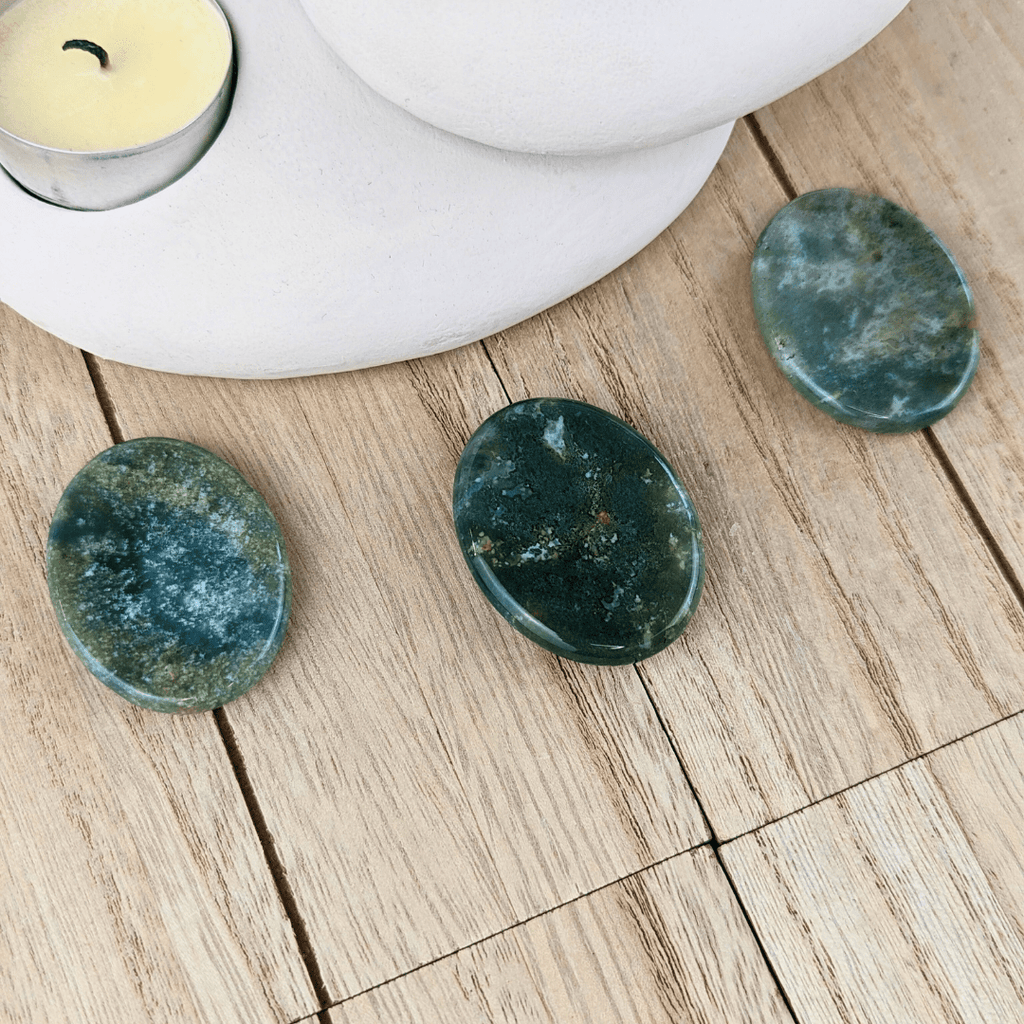 Moss Agate Worry Stones - Zen Collection