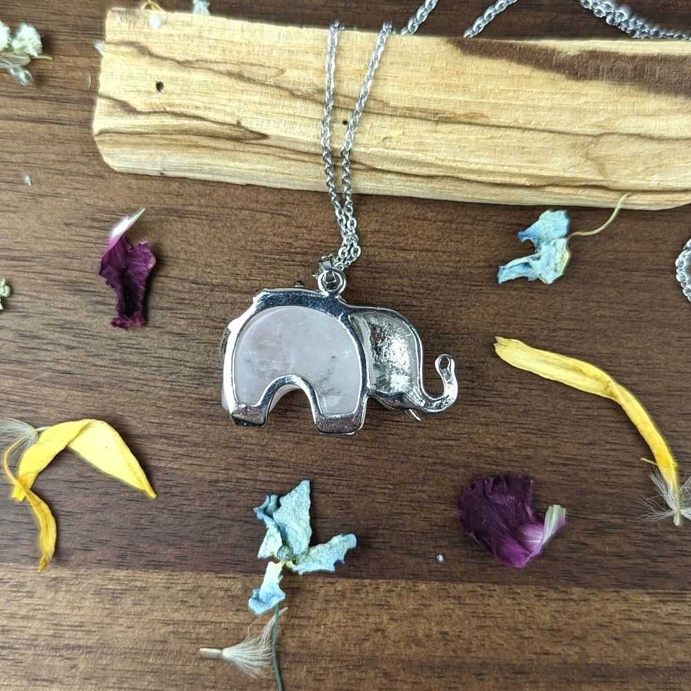 Rose Quartz Elephant Necklace - Zen Collection