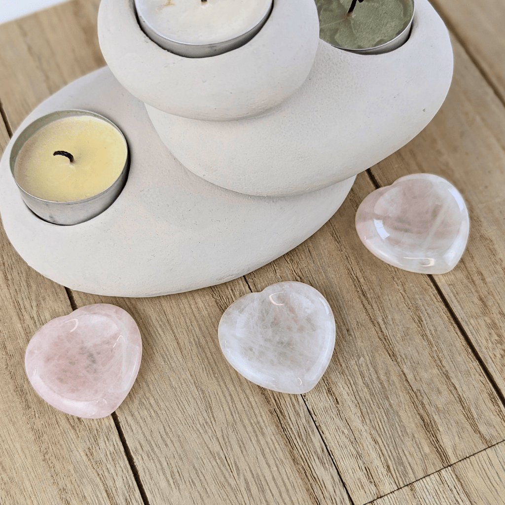 Rose Quartz Heart Worry Stones - Zen Collection