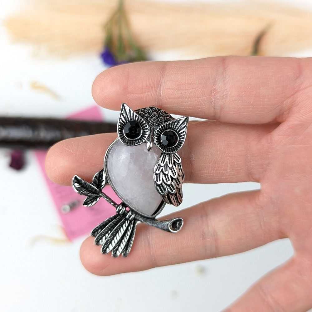 Rose Quartz Owl Necklace - Zen Collection