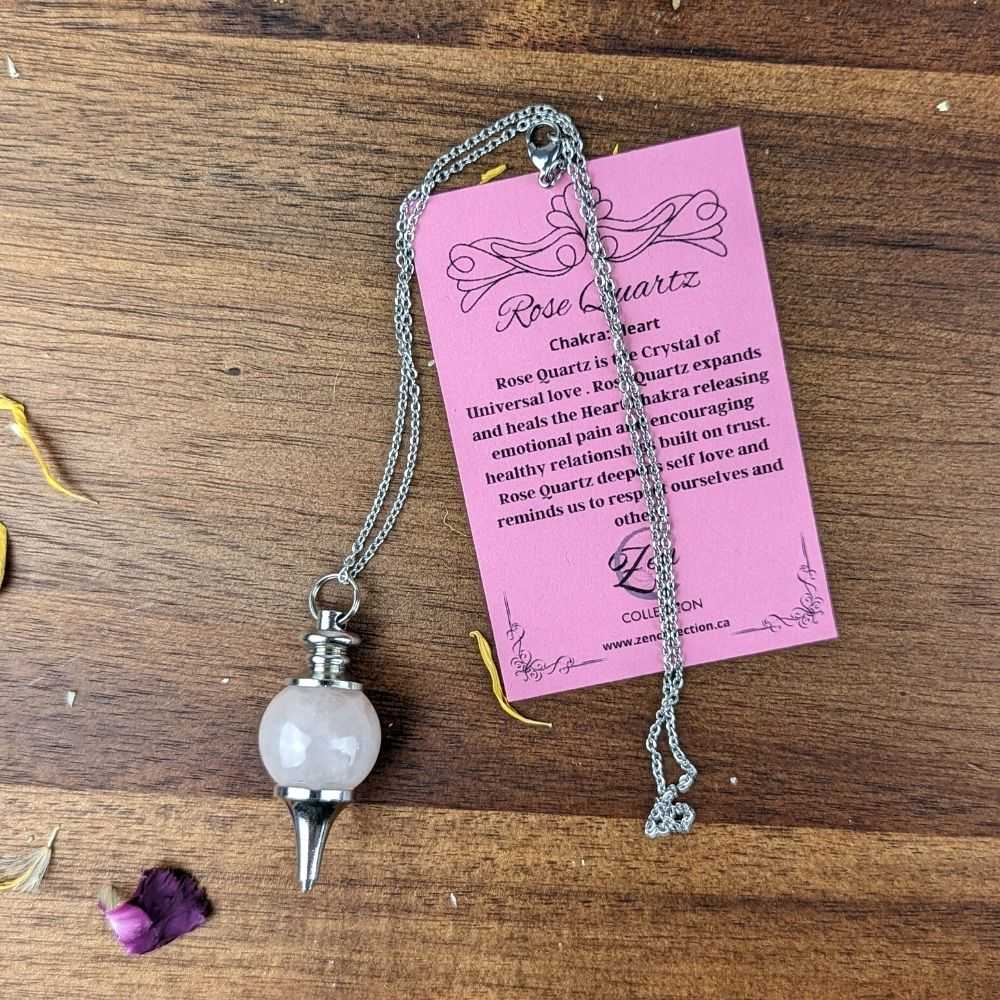 Rose Quartz Pendulum Necklace - Zen Collection