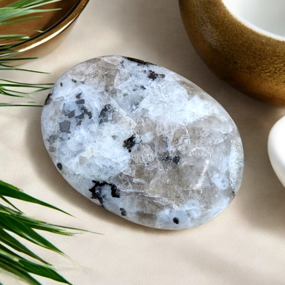 Rainbow Moonstone crystal for intuition, balance & new beginnings.