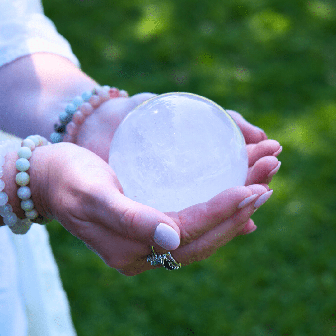 Crystal spheres for energy healing, meditation & balance.