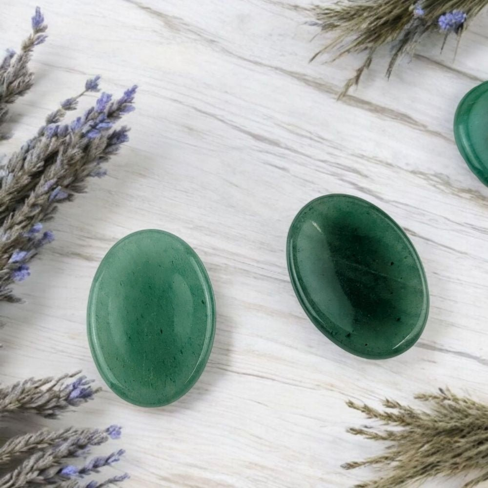 Crystal worry stones for stress relief & grounding.