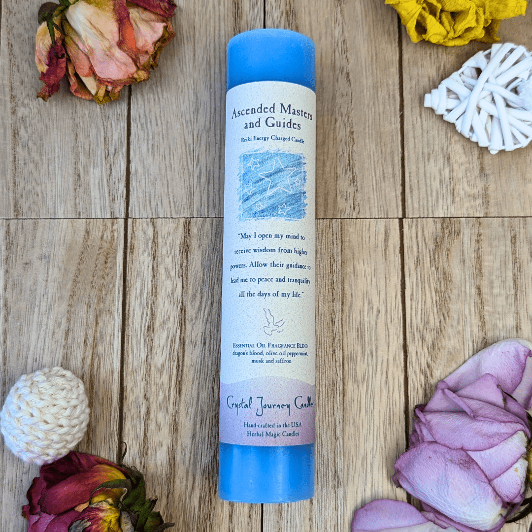 Ascension ritual candle infused with divine energy herbs