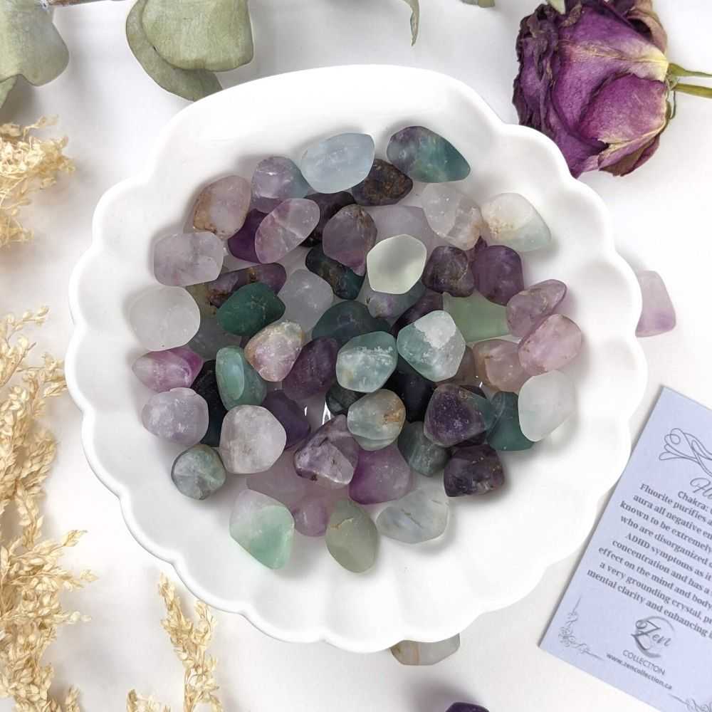 fluorite crystal tumbles for psychic protection