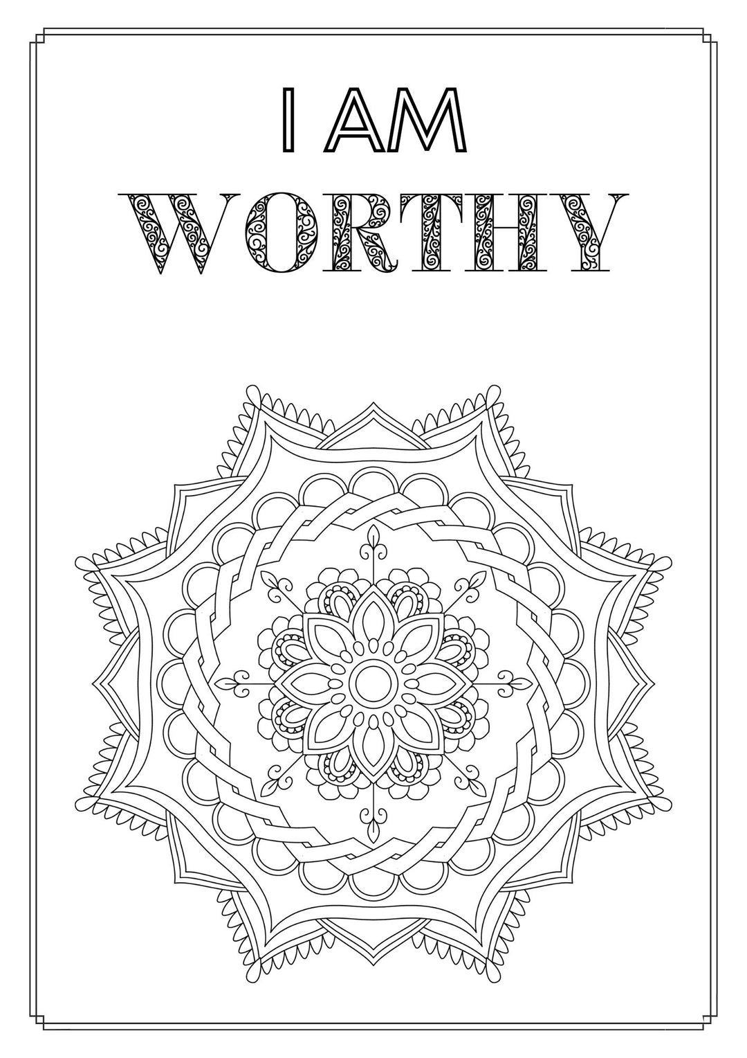 Mandala and Affirmations Adult Coloring Book available for instant download at Zen Collection