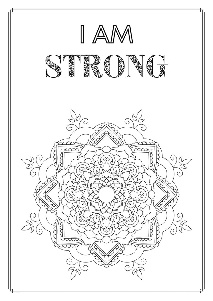 Mandala and Affirmations Adult Coloring Book available for instant download at Zen Collection