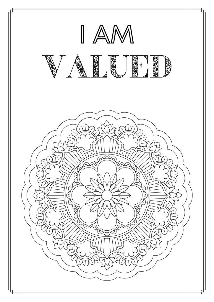 Mandala and Affirmations Adult Coloring Book available for instant download at Zen Collection