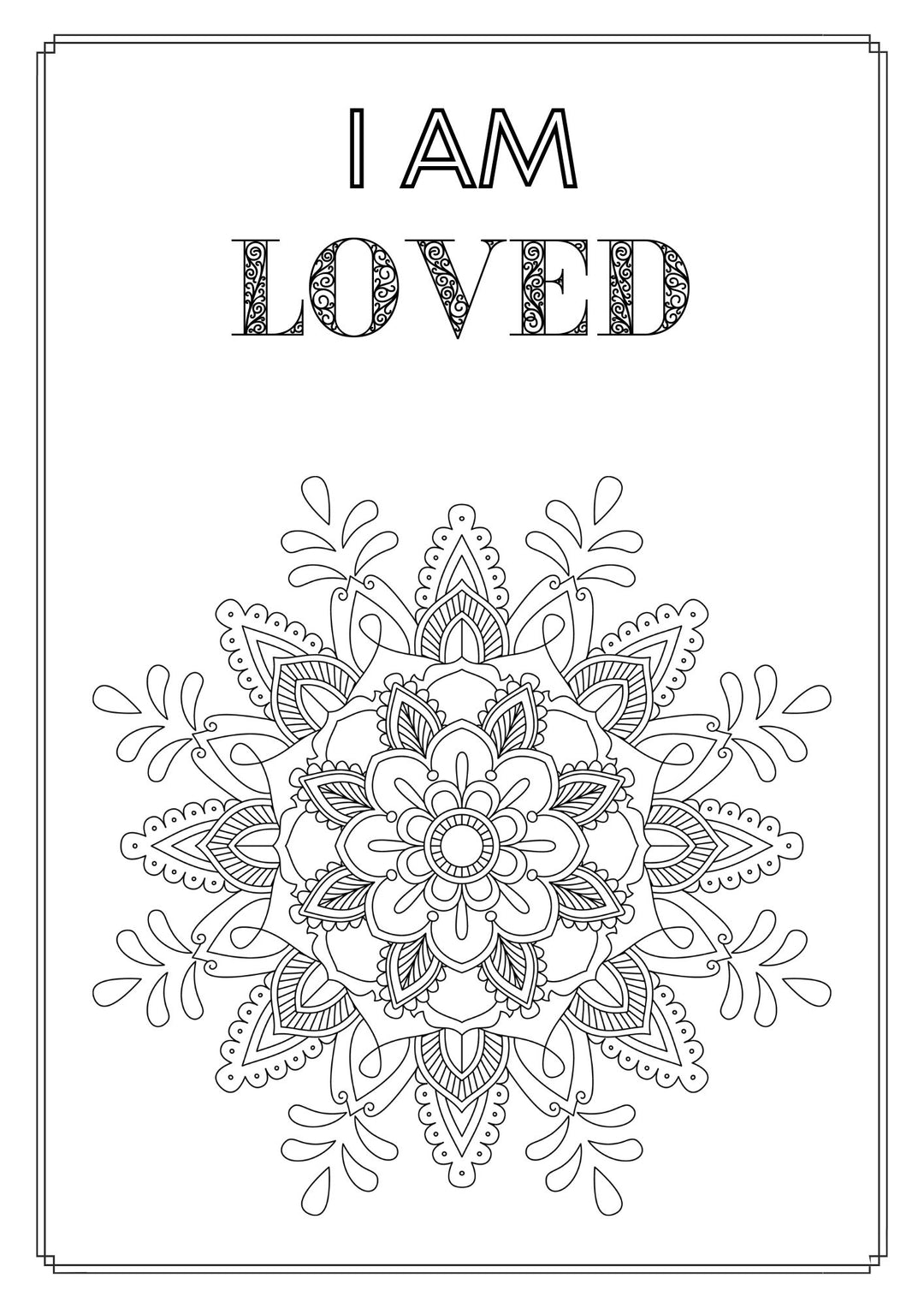 Mandala and Affirmations Adult Coloring Book available for instant download at Zen Collection
