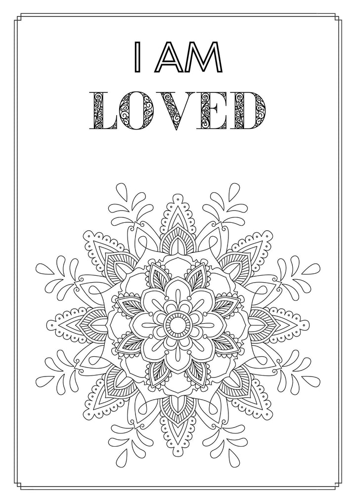 Mandala and Affirmations Adult Coloring Book available for instant download at Zen Collection
