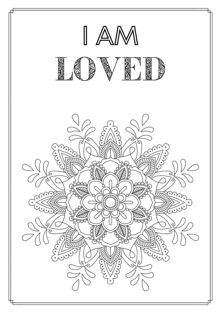 Mandala and Affirmations Adult Coloring Book available for instant download at Zen Collection