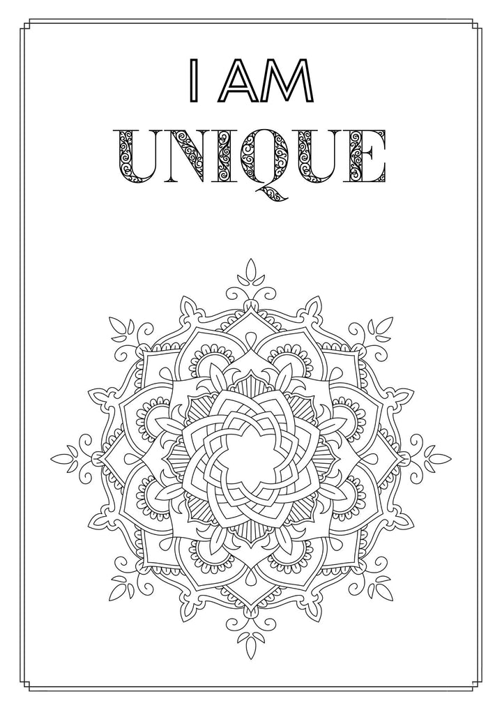 Mandala and Affirmations Adult Coloring Book available for instant download at Zen Collection