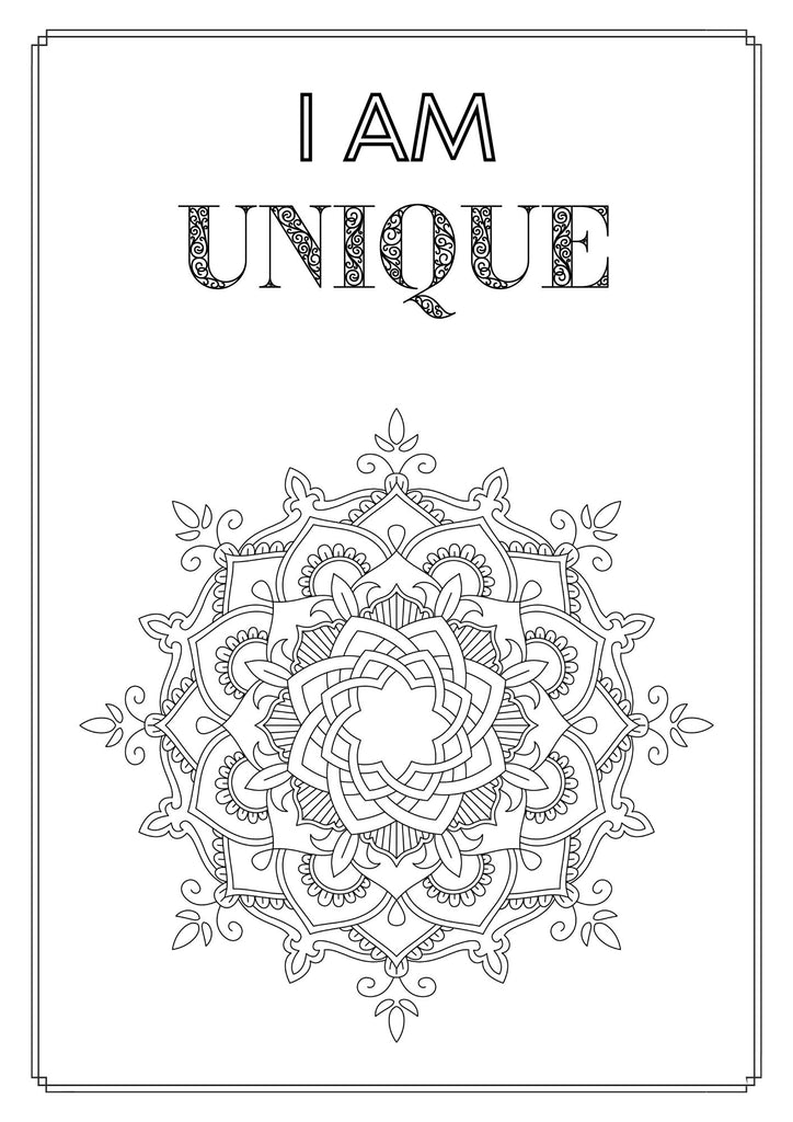 Mandala and Affirmations Adult Coloring Book available for instant download at Zen Collection