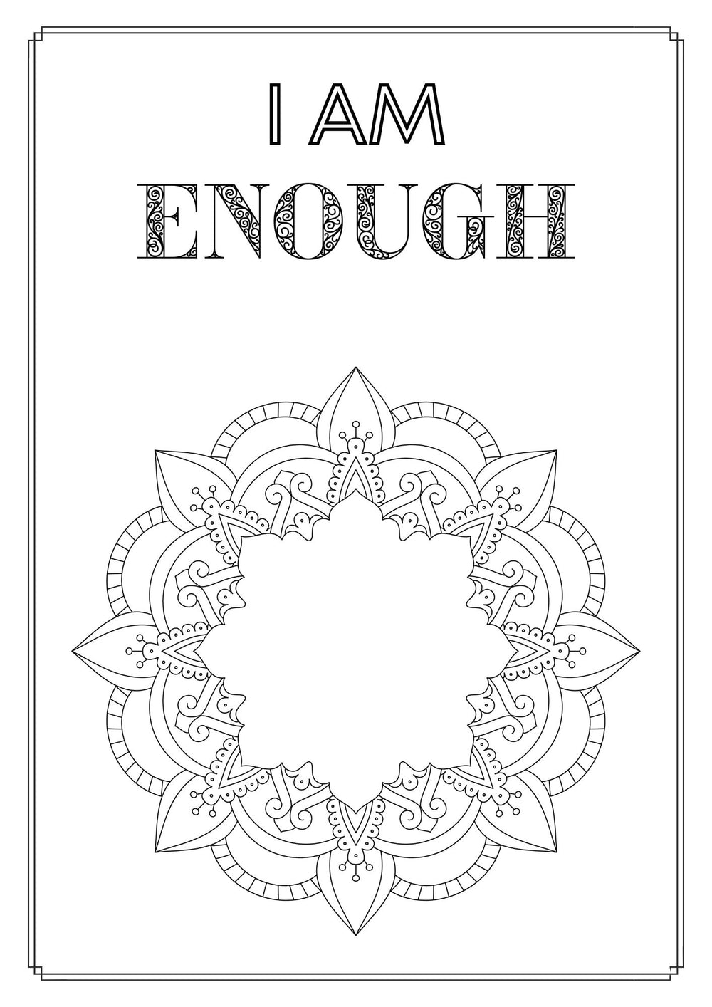 Mandala and Affirmations Adult Coloring Book available for instant download at Zen Collection