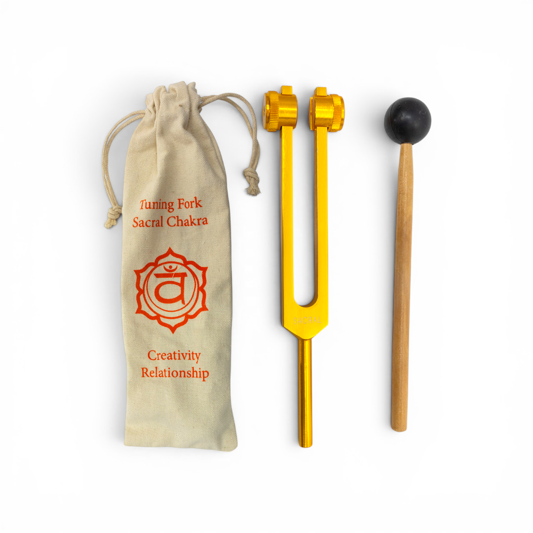Sacral Chakra Tuning Fork with Linen Pouch and Mallet