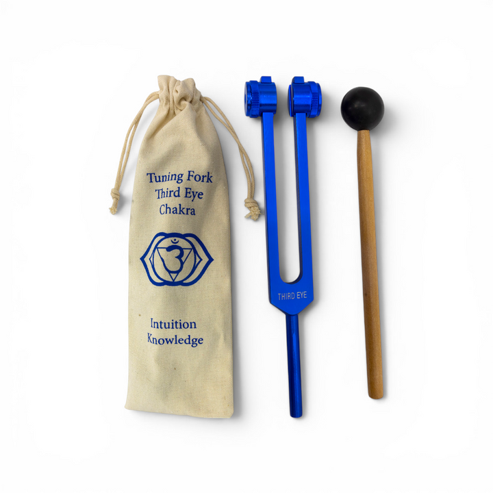 Third Eye Chakra Tuning Fork with Linen Pouch and Mallet