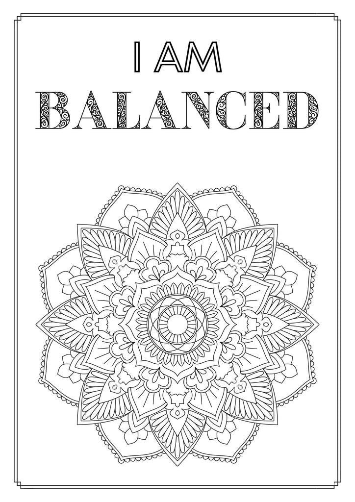 Mandala and Affirmations Adult Coloring Book available for instant download at Zen Collection