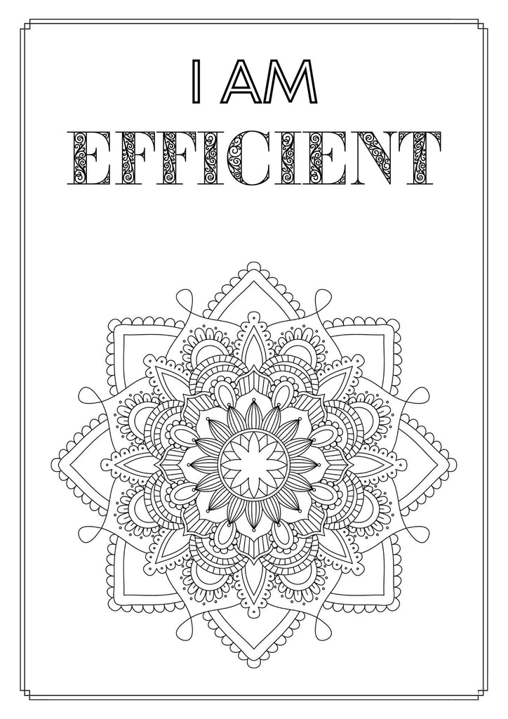 Mandala and Affirmations Adult Coloring Book available for instant download at Zen Collection