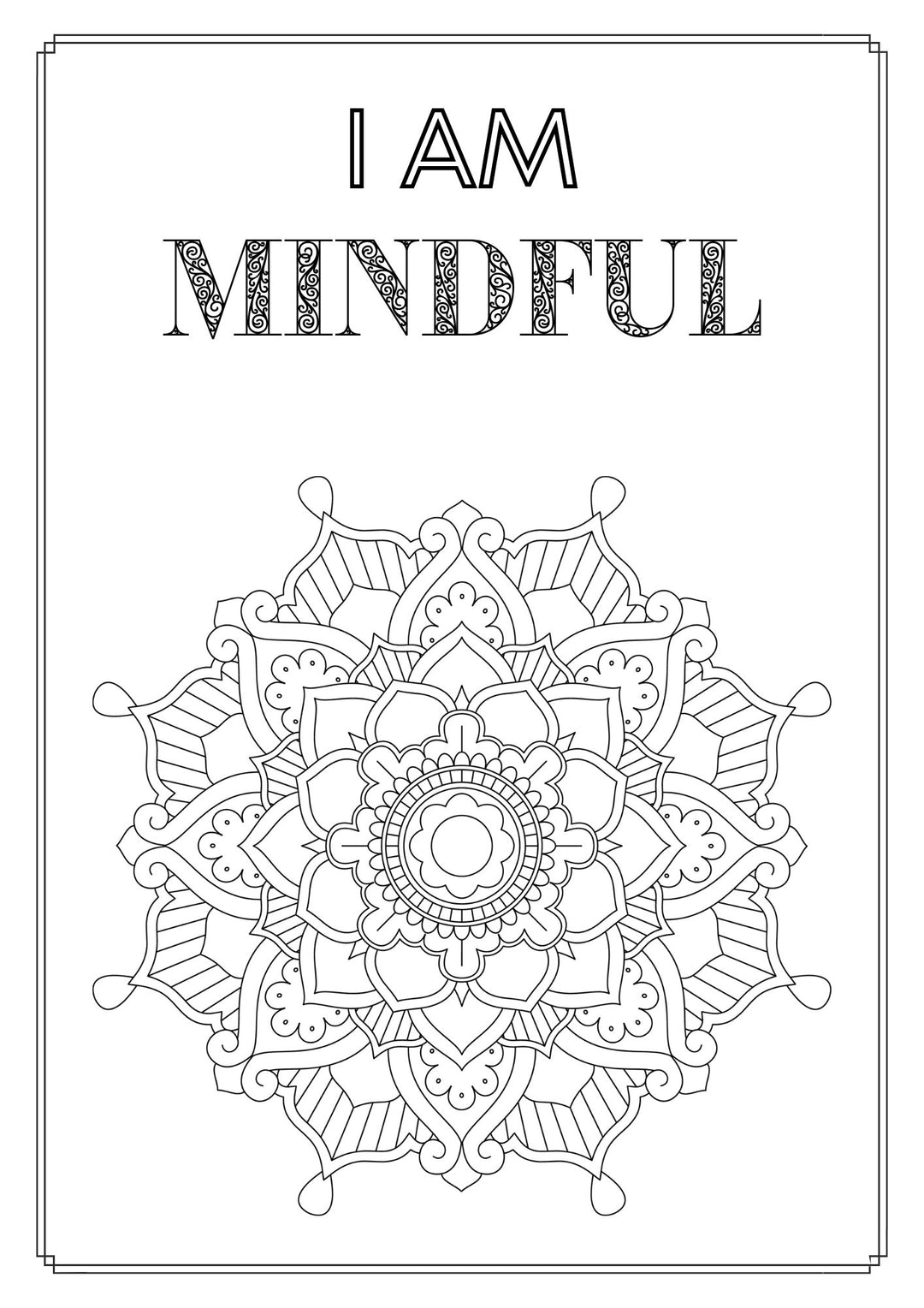 Mandala and Affirmations Adult Coloring Book available for instant download at Zen Collection