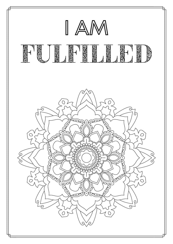 Mandala and Affirmations Adult Coloring Book available for instant download at Zen Collection