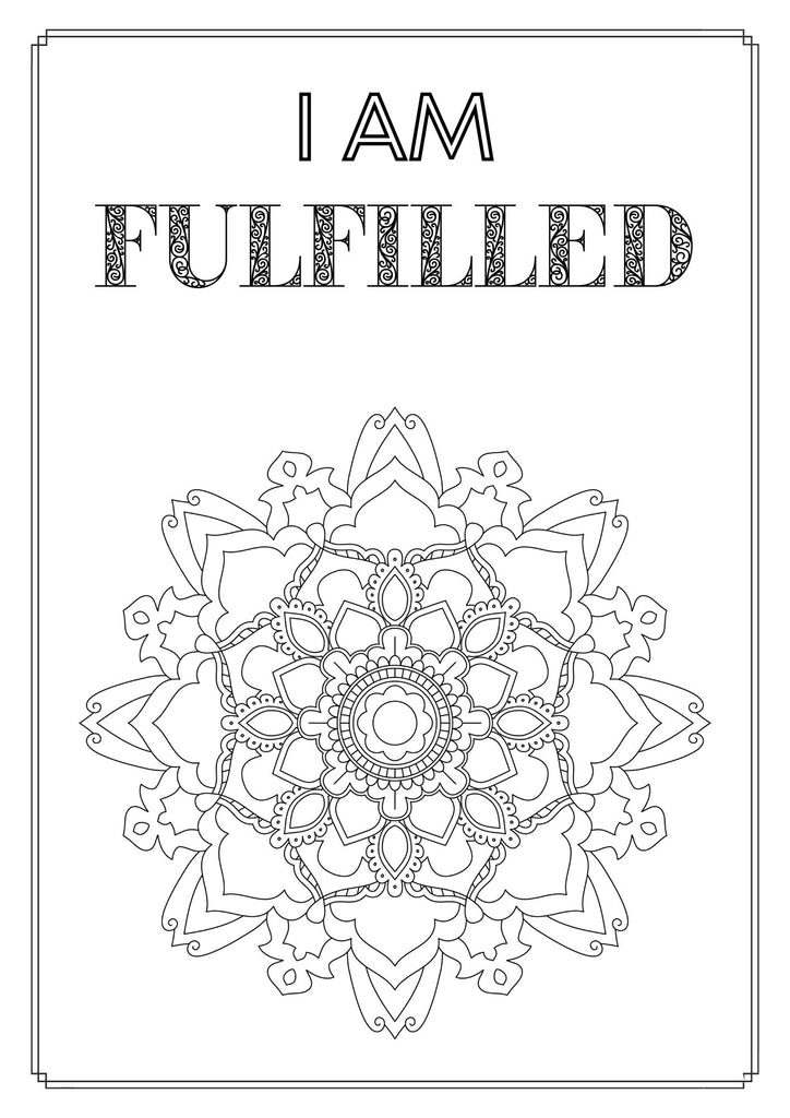 Mandala and Affirmations Adult Coloring Book available for instant download at Zen Collection