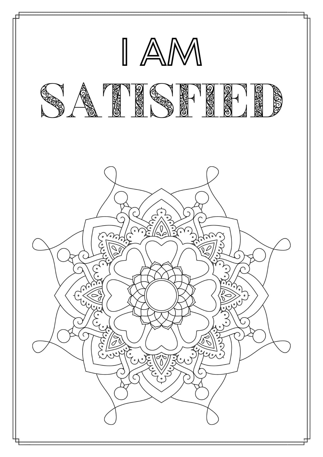 Mandala and Affirmations Adult Coloring Book available for instant download at Zen Collection