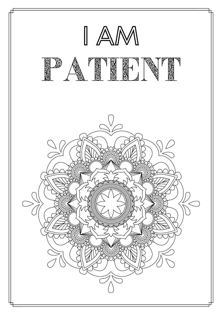 Mandala and Affirmations Adult Coloring Book available for instant download at Zen Collection