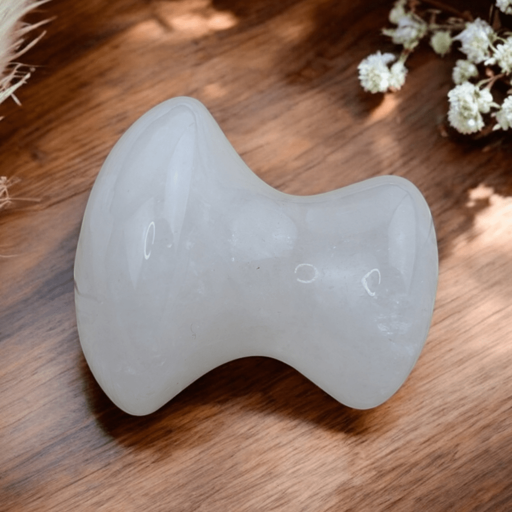 Clear quartz personal massager for versatile use.