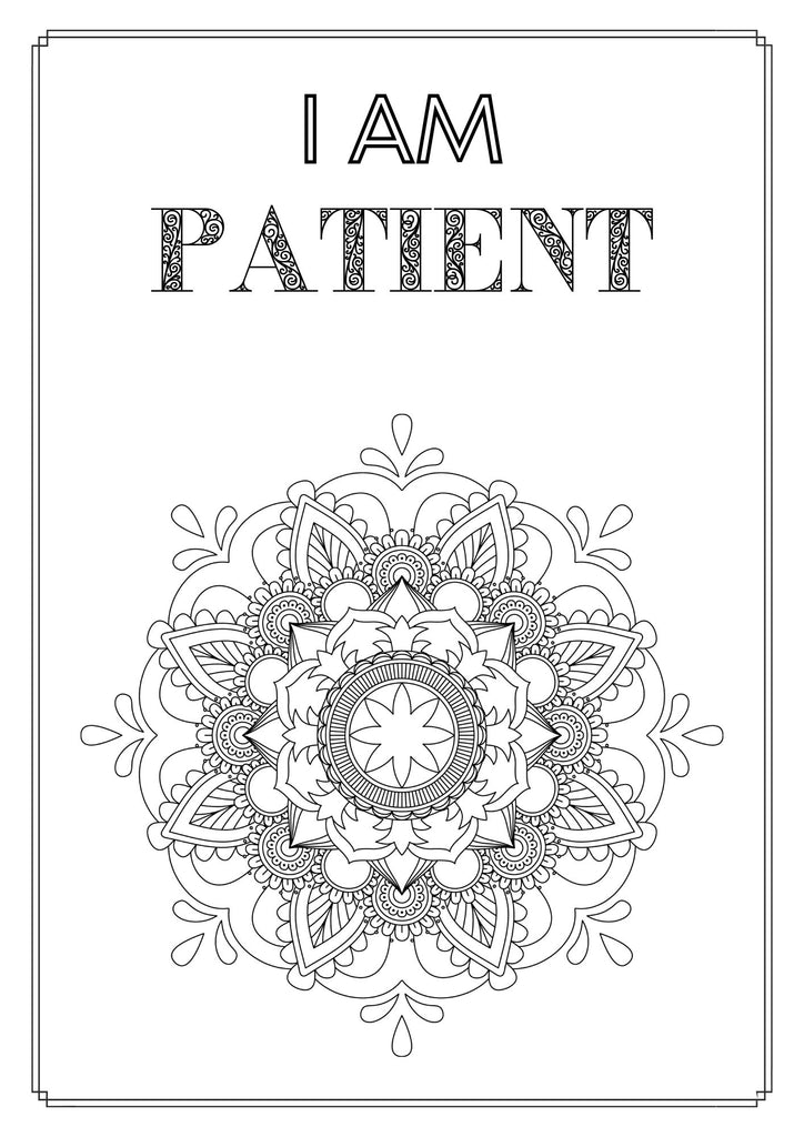 Mandala and Affirmations Adult Coloring Book available for instant download at Zen Collection