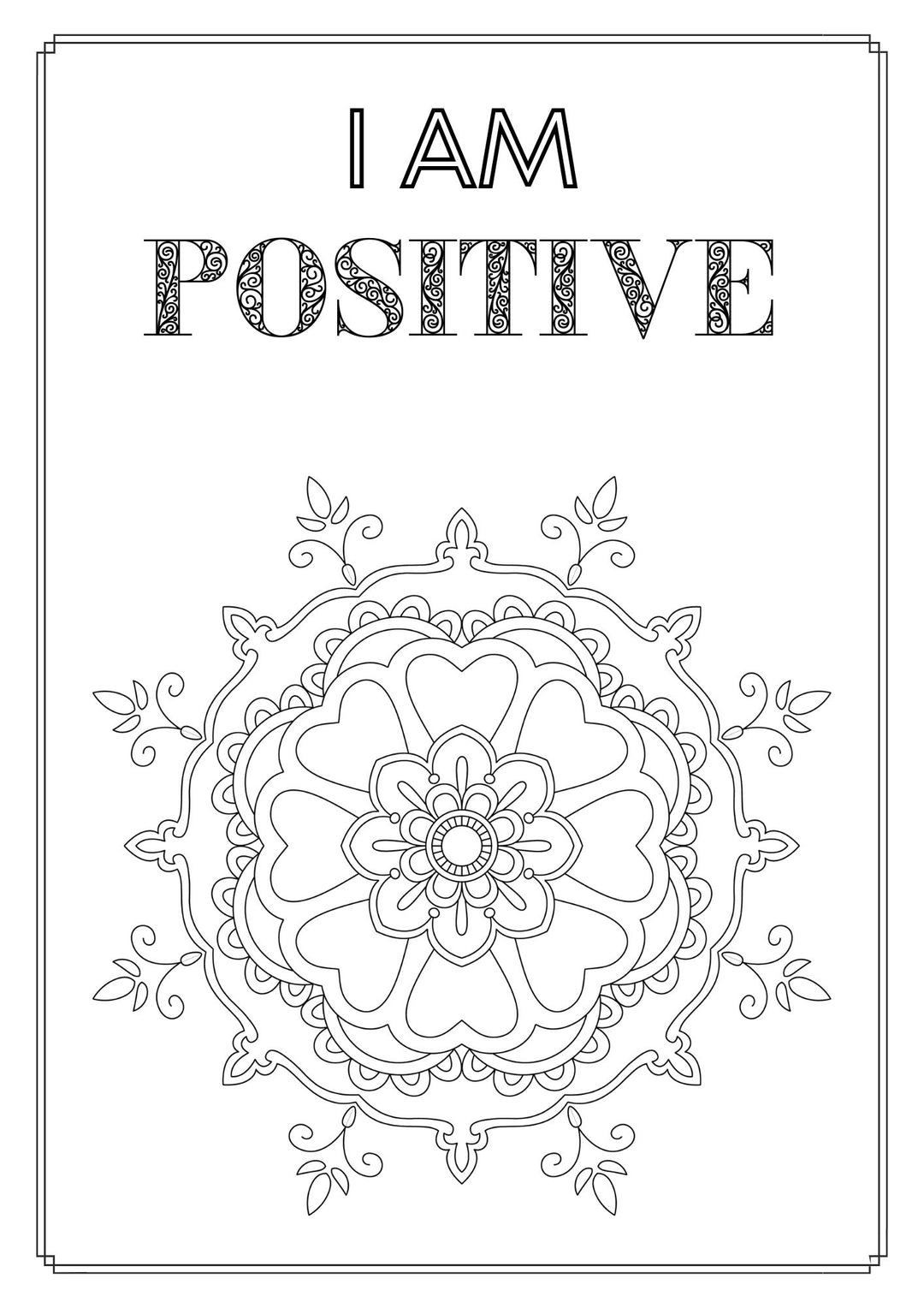 Mandala and Affirmations Adult Coloring Book available for instant download at Zen Collection