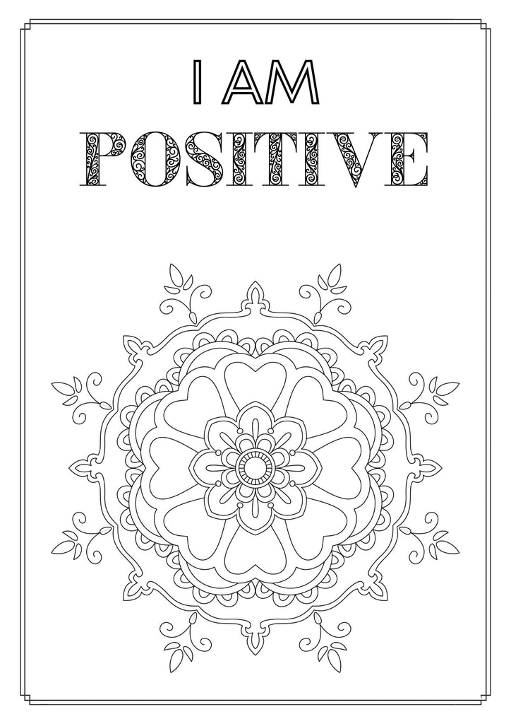 Mandala and Affirmations Adult Coloring Book available for instant download at Zen Collection