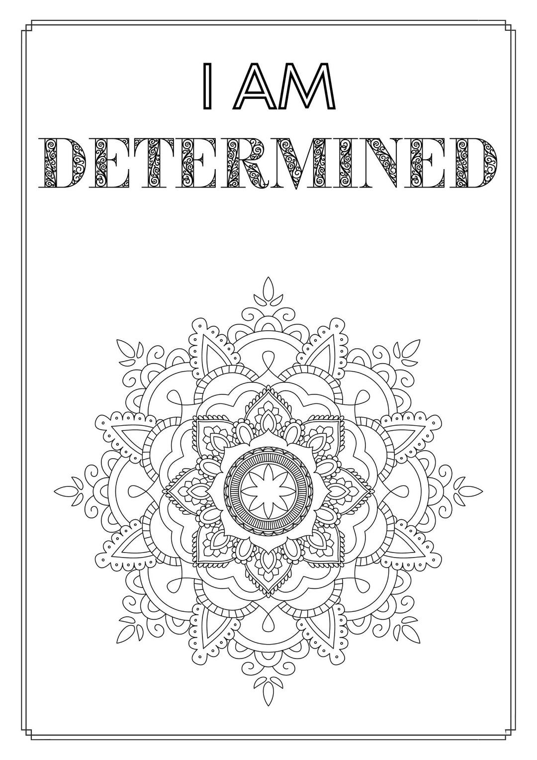 Mandala and Affirmations Adult Coloring Book available for instant download at Zen Collection