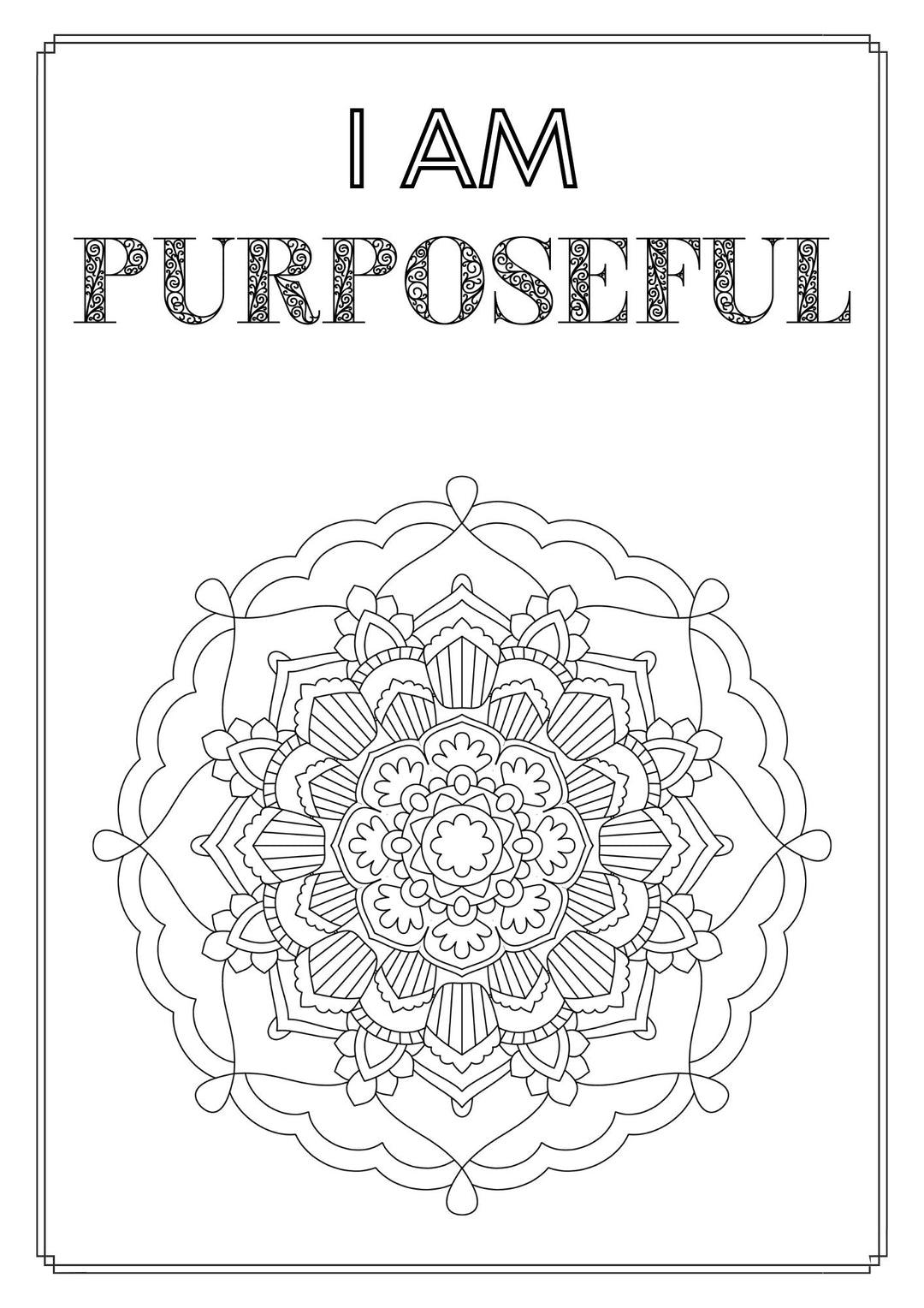 Mandala and Affirmations Adult Coloring Book available for instant download at Zen Collection