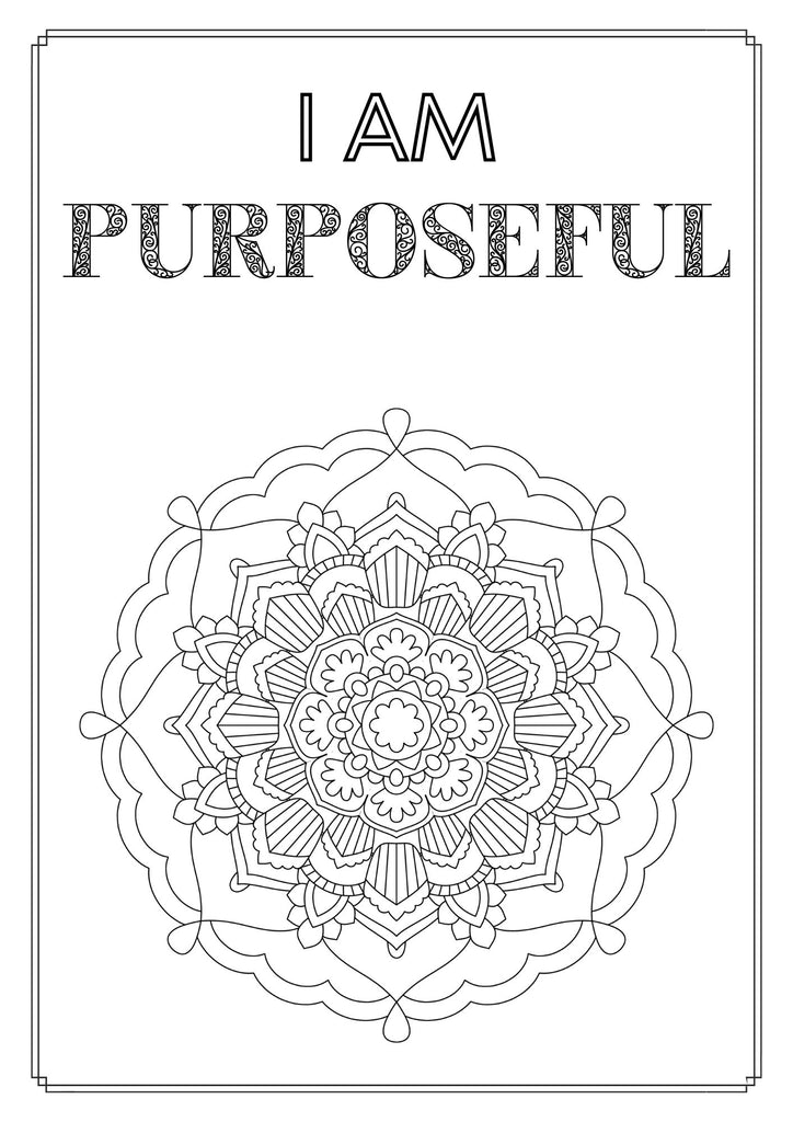 Mandala and Affirmations Adult Coloring Book available for instant download at Zen Collection