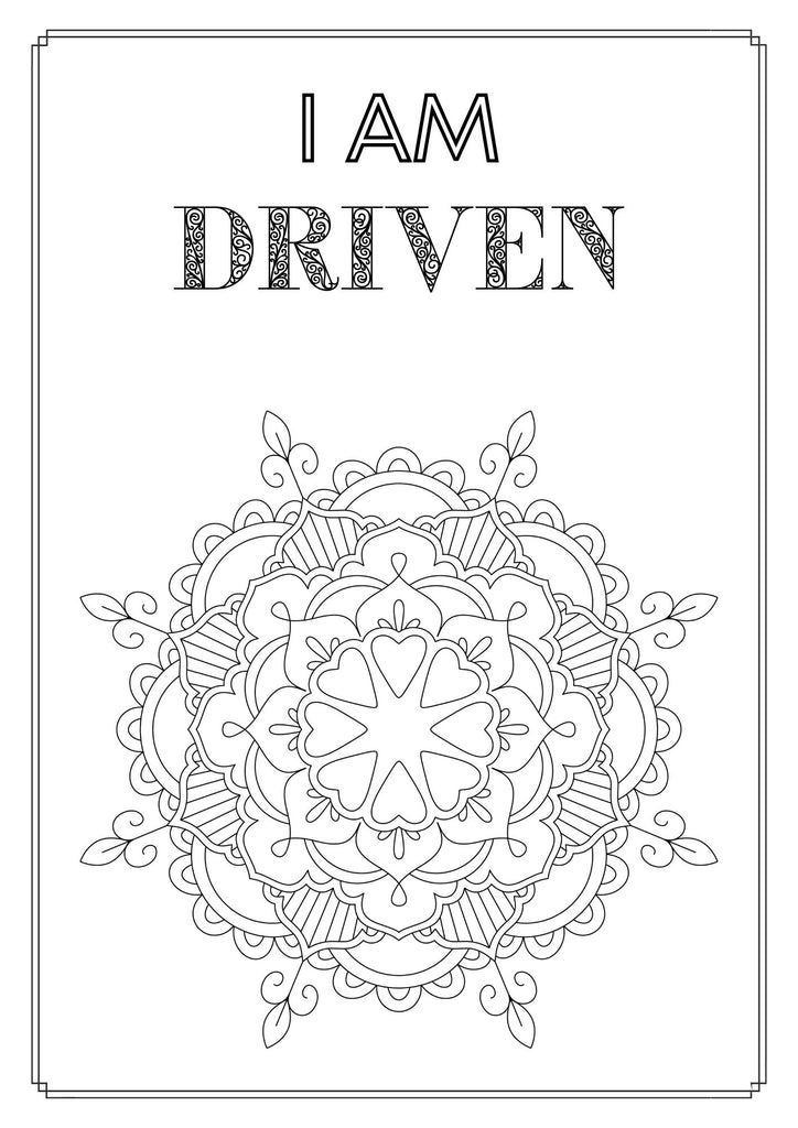 Mandala and Affirmations Adult Coloring Book available for instant download at Zen Collection