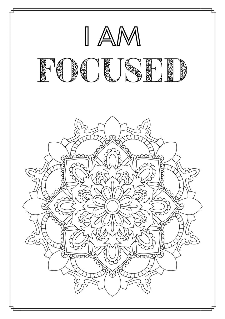 Mandala and Affirmations Adult Coloring Book available for instant download at Zen Collection