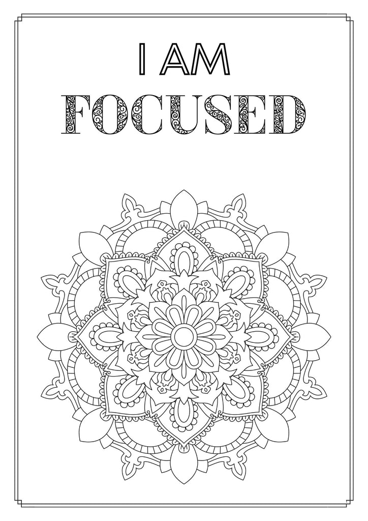 Mandala and Affirmations Adult Coloring Book available for instant download at Zen Collection