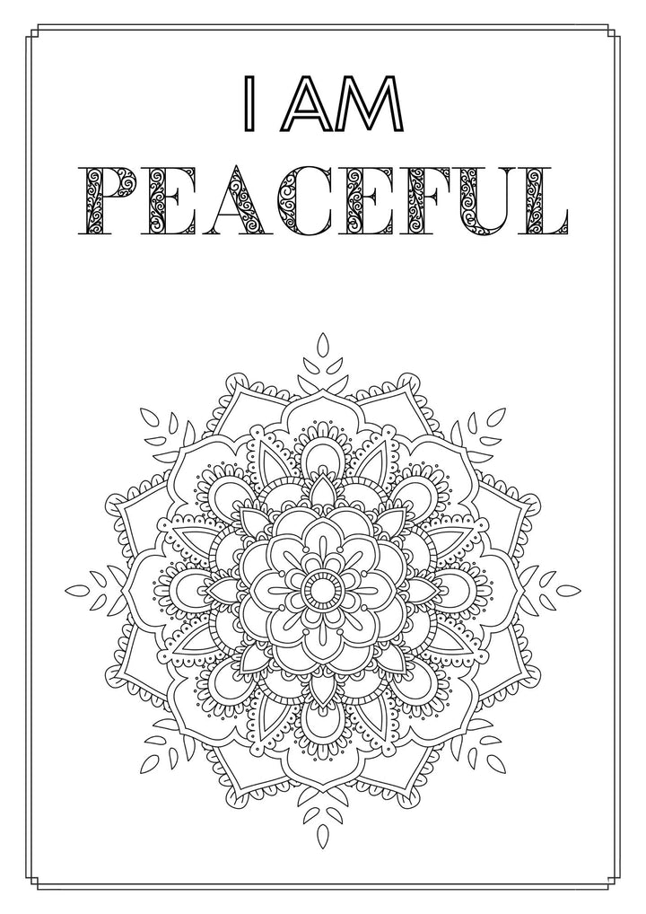 Mandala and Affirmations Adult Coloring Book available for instant download at Zen Collection