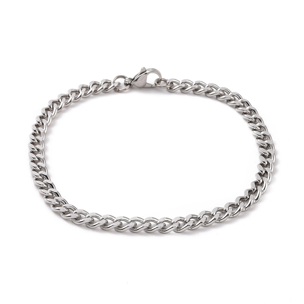 Men's tarnish-resistant 304 stainless steel silver Cuban link chain bracelet with lobster claw clasp, 8-1/2 inch. Available in-store or online now with Zen Collection Men's Jewelry Store