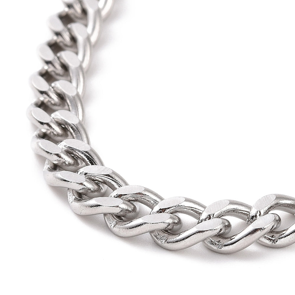 Men's tarnish-resistant 304 stainless steel silver Cuban link chain bracelet with lobster claw clasp, 8-1/2 inch. Available in-store or online now with Zen Collection Men's Jewelry Store