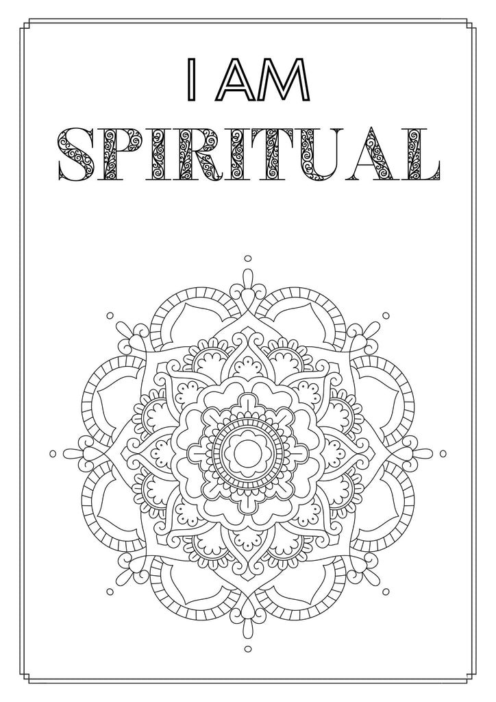 Mandala and Affirmations Adult Coloring Book available for instant download at Zen Collection