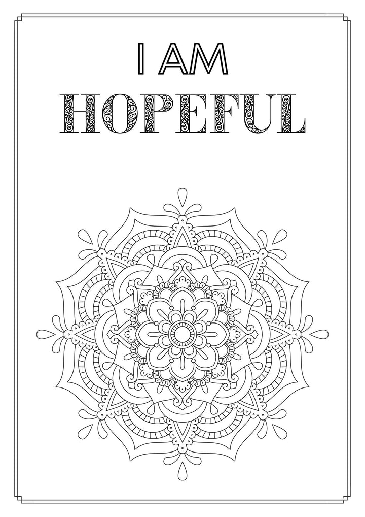 Mandala and Affirmations Adult Coloring Book available for instant download at Zen Collection