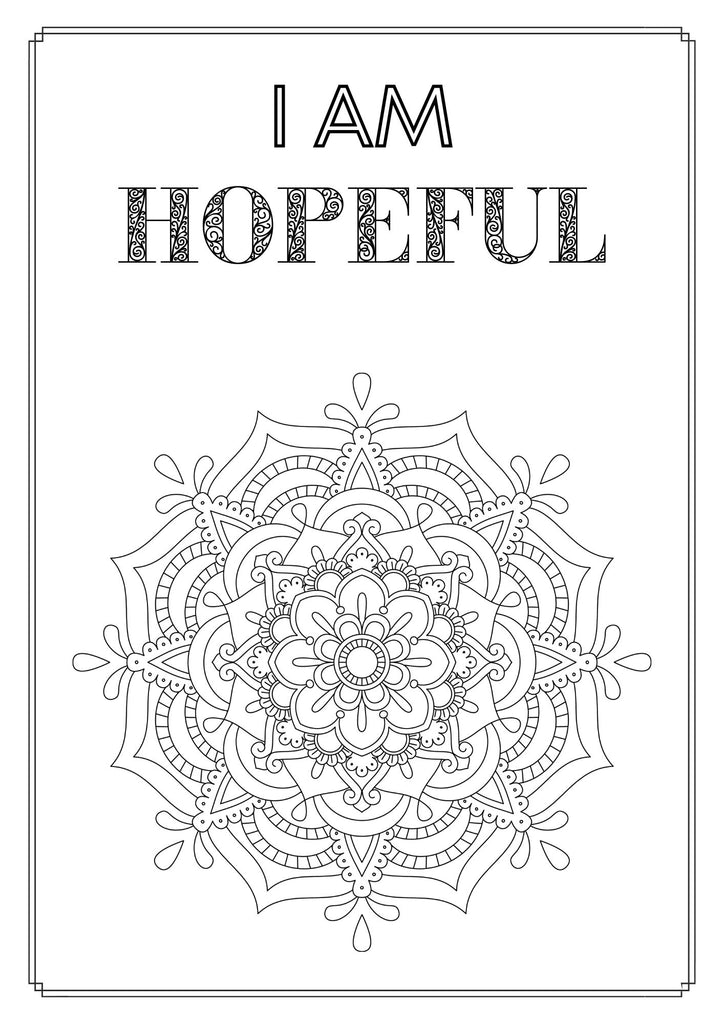 Mandala and Affirmations Adult Coloring Book available for instant download at Zen Collection