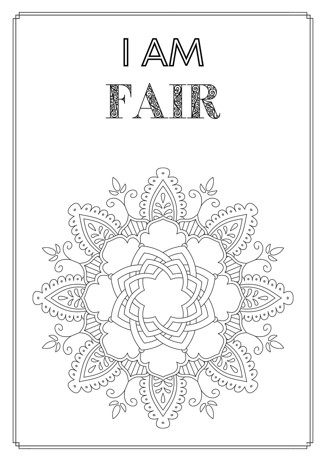 Mandala and Affirmations Adult Coloring Book available for instant download at Zen Collection