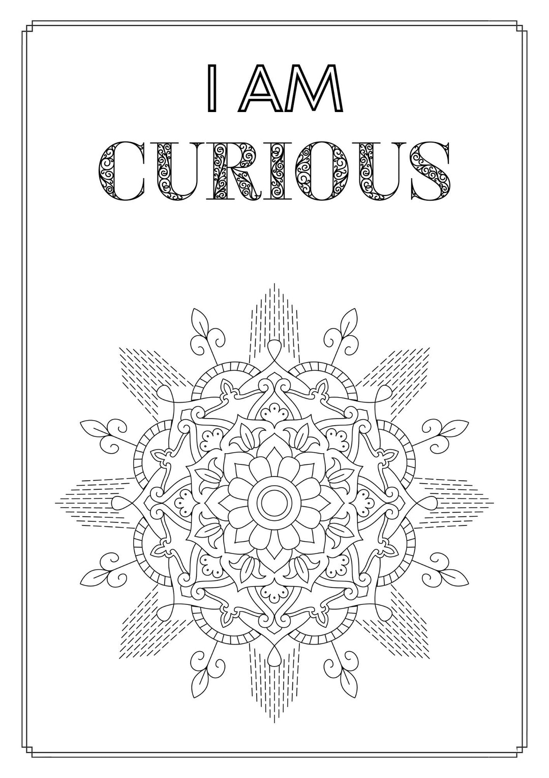 Mandala and Affirmations Adult Coloring Book available for instant download at Zen Collection