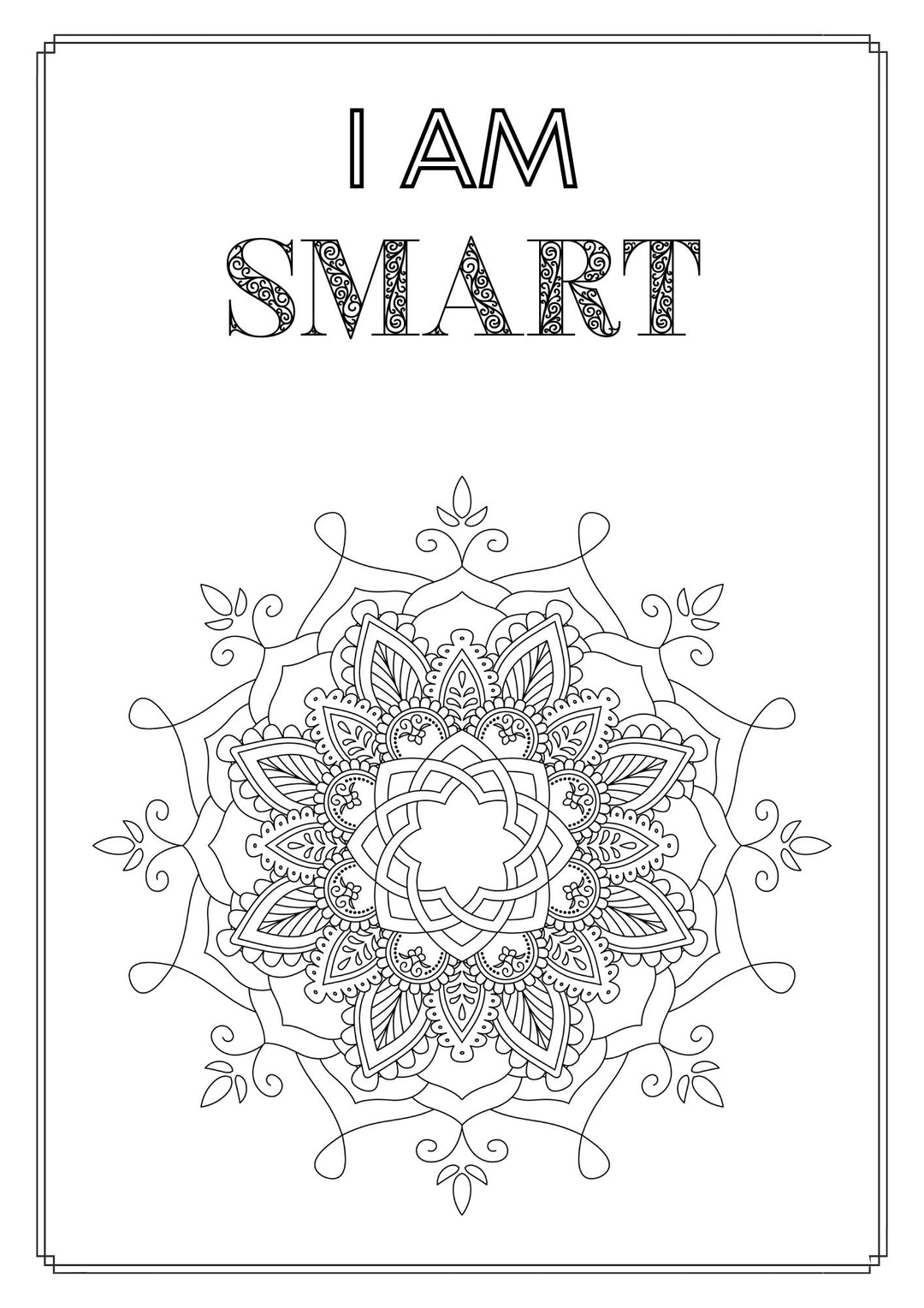Mandala and Affirmations Adult Coloring Book available for instant download at Zen Collection