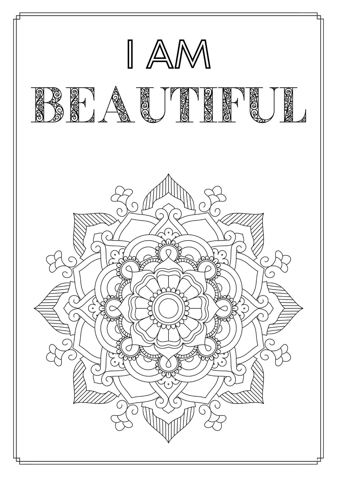Mandala and Affirmations Adult Coloring Book available for instant download at Zen Collection