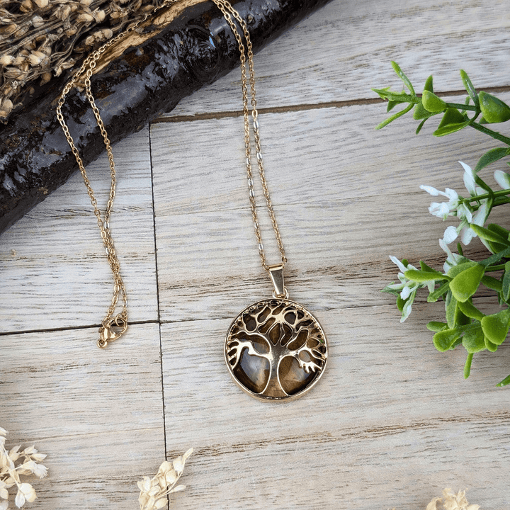 Tigers Eye Tree of Life Necklace